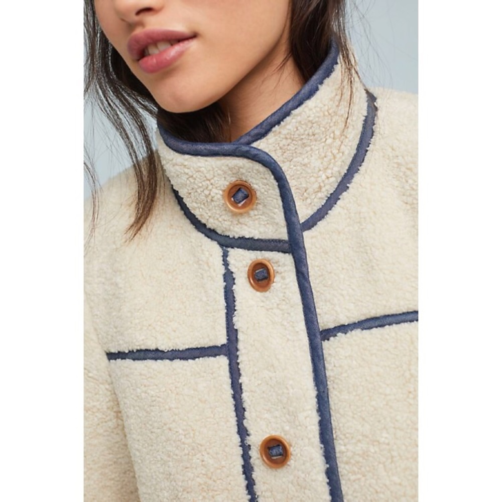 NWT Anthropologie Piped Sherpa Jacket - Picture 2 of 4